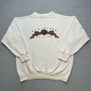 Vintage Old River Club England Made In Italy Embroidered White Sweatshirt Size L